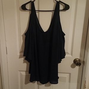 EUC Torrid Sheer Cold Shoulder Blouse